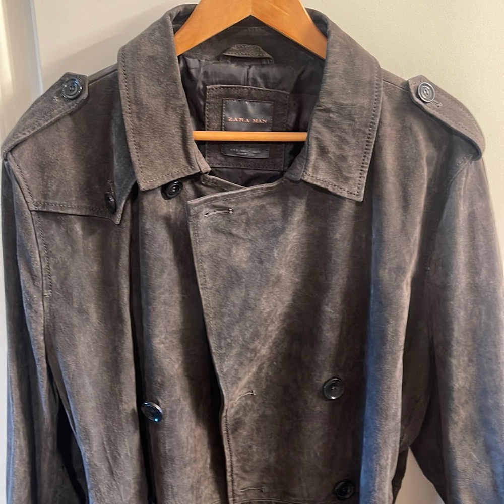 Zara Suede Leather trench coat